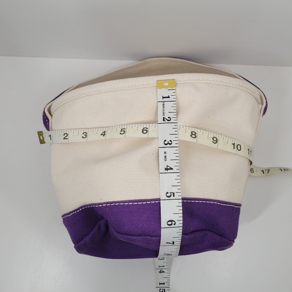 Lands' End Purple Handle Hero Embroidered Small Canvas Bucket Tote Bag - Picture 4 of 4